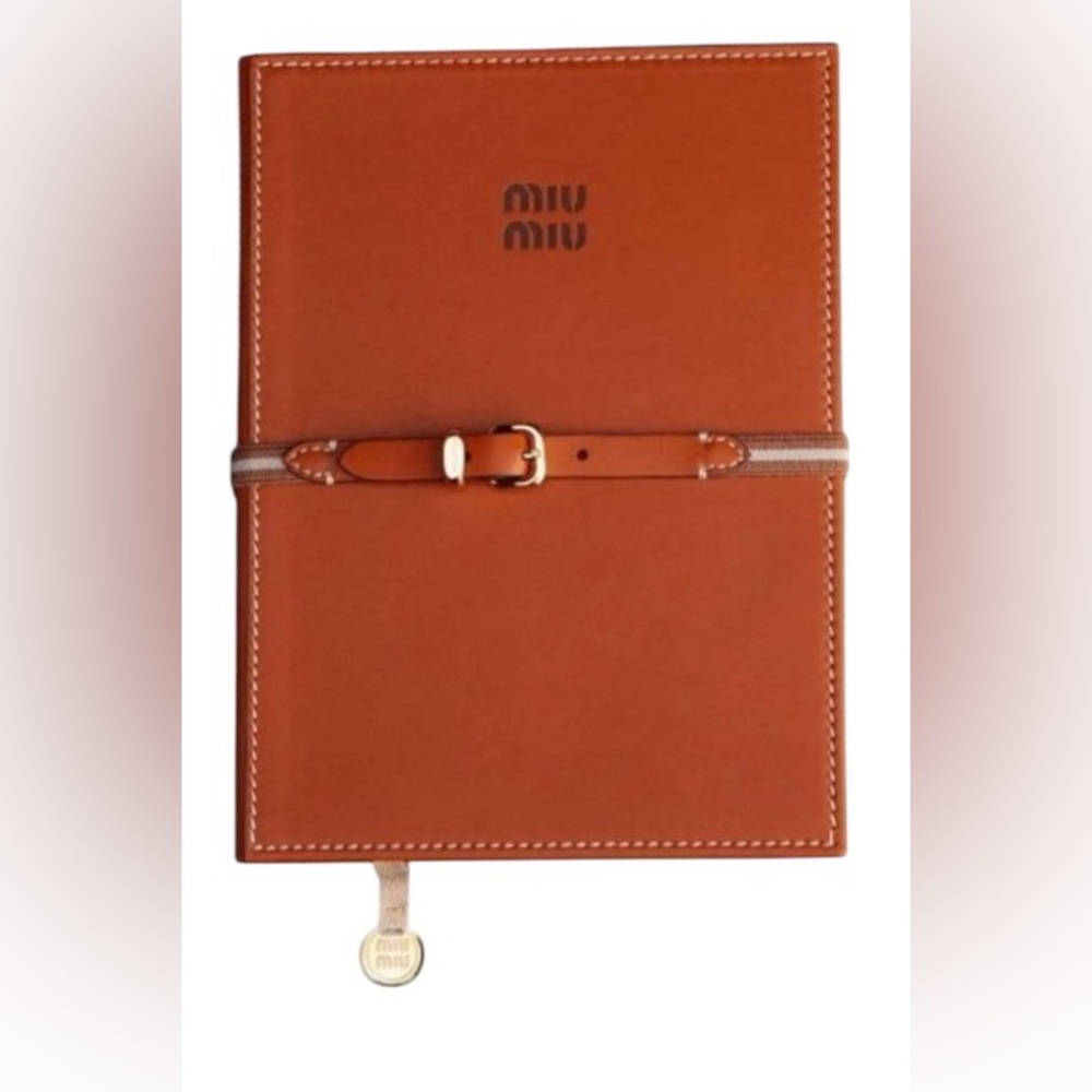 New in Bag Miu Miu Brown GWP Lined Notebook with Miu Miu on Each Page + Belt